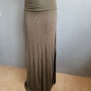 Green floor length sheath skirt